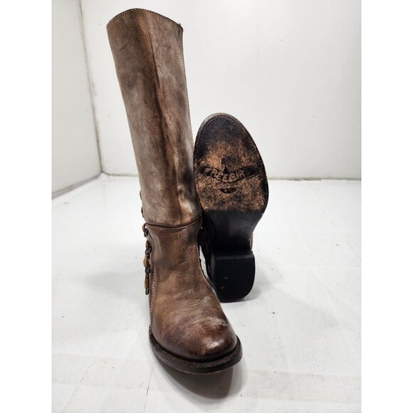 Freebird by Steven Shoes - Freebird By Steven REESE BOOTS Tall Distressed Brown Leather Lace Up Size 8